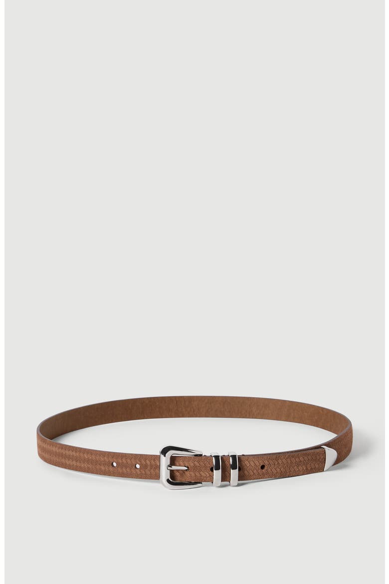Reversed calfskin belt with chevron design, Main, color, Hazelnut