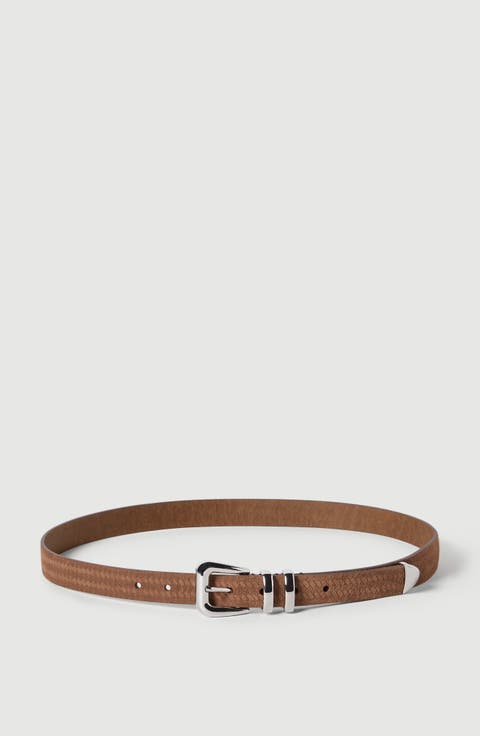 Reversed calfskin belt with chevron design