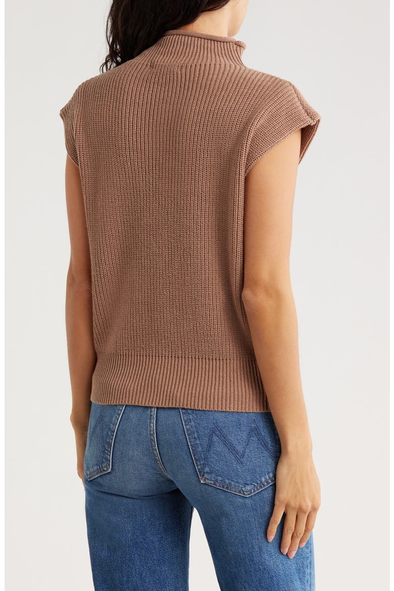 Mock Neck Cap Sleeve Sweater, Alternate, color, MOCHA