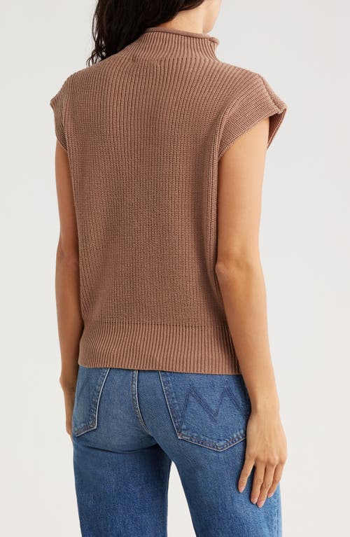 Blu Pepper Mock Neck Cap Sleeve Sweater In Brown