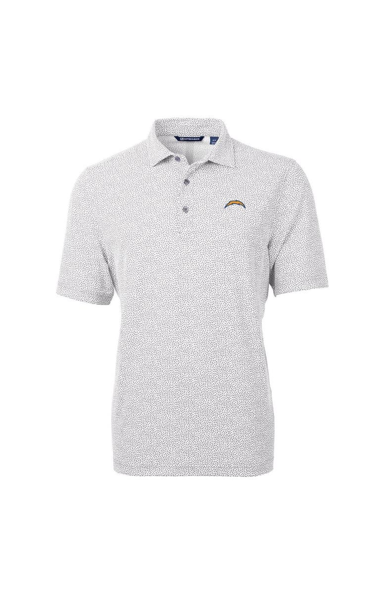 Cutter & Buck Men's Cutter & Buck Gray Los Angeles Chargers Virtue Eco Pique Botanical Print Polo, Main, color,