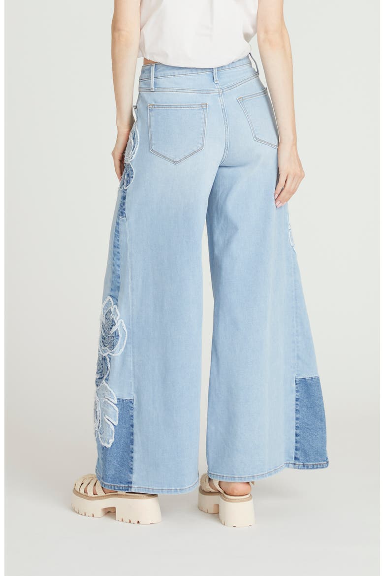 Ronnie Embroidered Wide Leg Jeans, Alternate, color, LIGHT WASH