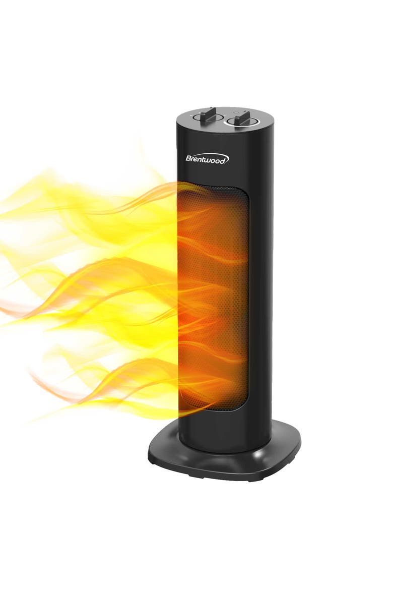 1500 W Portable Oscillating Ceramic Tower Space Heater, Alternate, color, Black