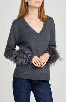 WAYF Bethany Feather Trim Sweater