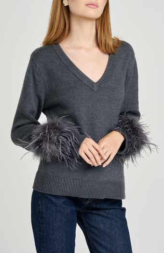 WAYF Bethany Feather Trim Sweater