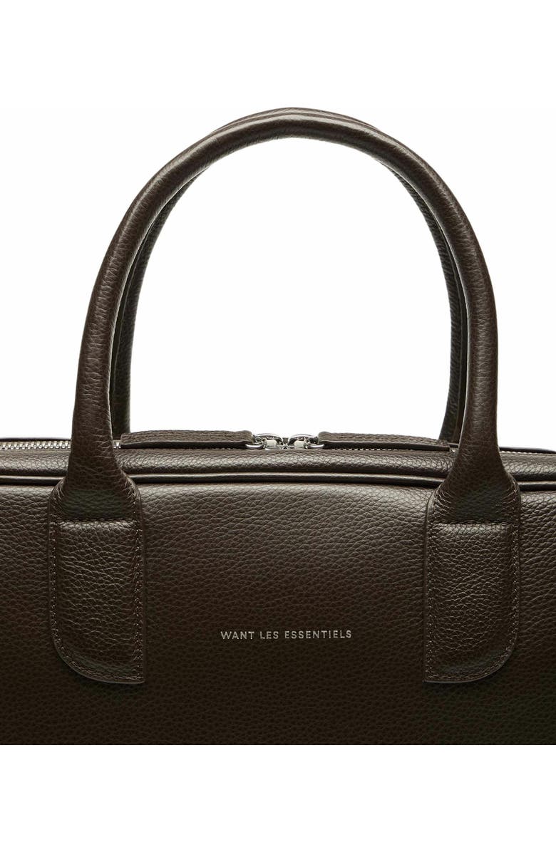 WANT Les Essentiels Lesage Pebble-Grained Leather Computer Bag, Alternate, color, Dark Brown