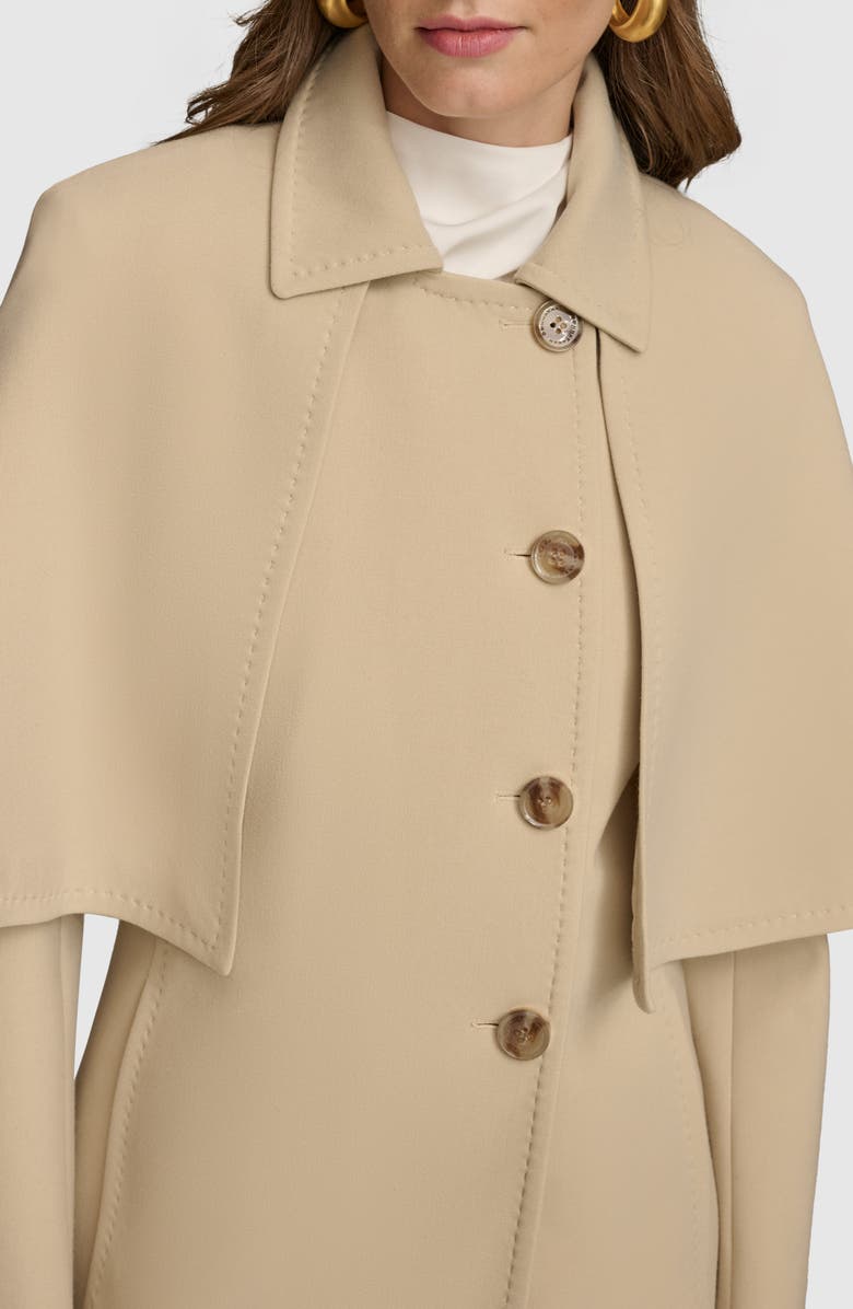 Donna Karan New York Water Repellent Crepe Raincoat with Cape, Alternate, color, Camel