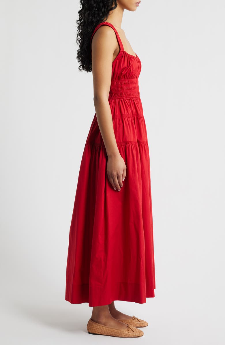 DÔEN Clover Organic Cotton Poplin Tiered Sundress, Alternate, color, Deep Tomato