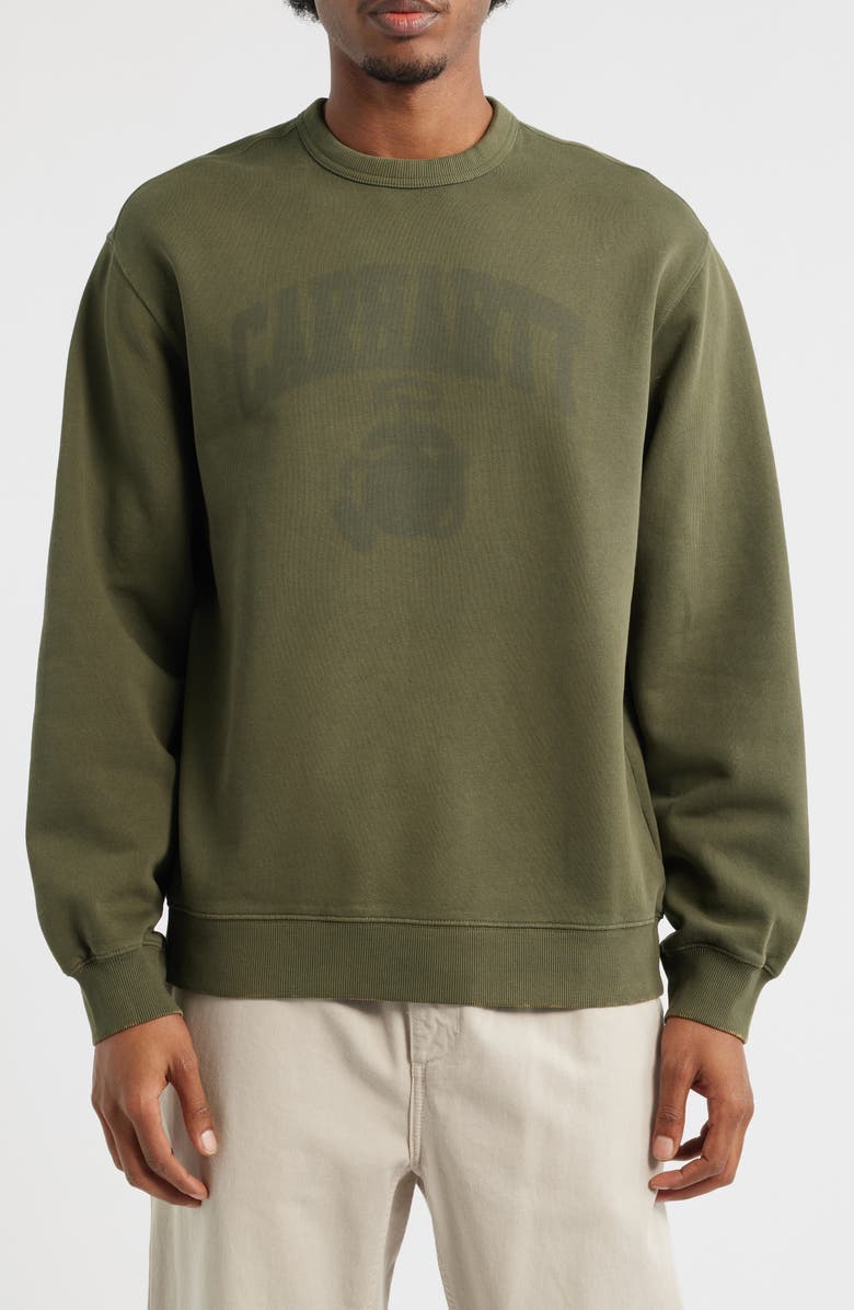 Carhartt Work In Progress Faded Ponds Corps Graphic Sweatshirt, Main, color, Cypress (Heavy Stone Wash)