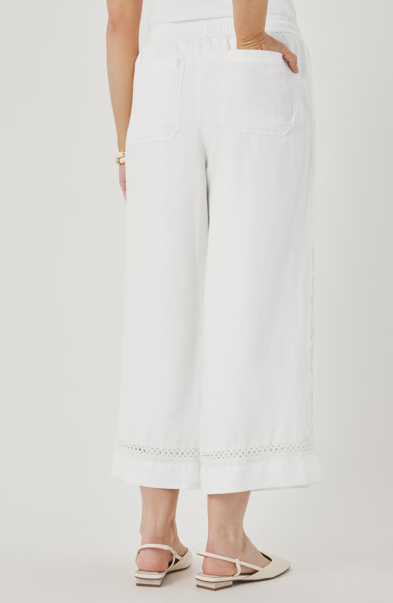 Splendid Stella Lace Inset Crop Linen Pants, Alternate, color, White