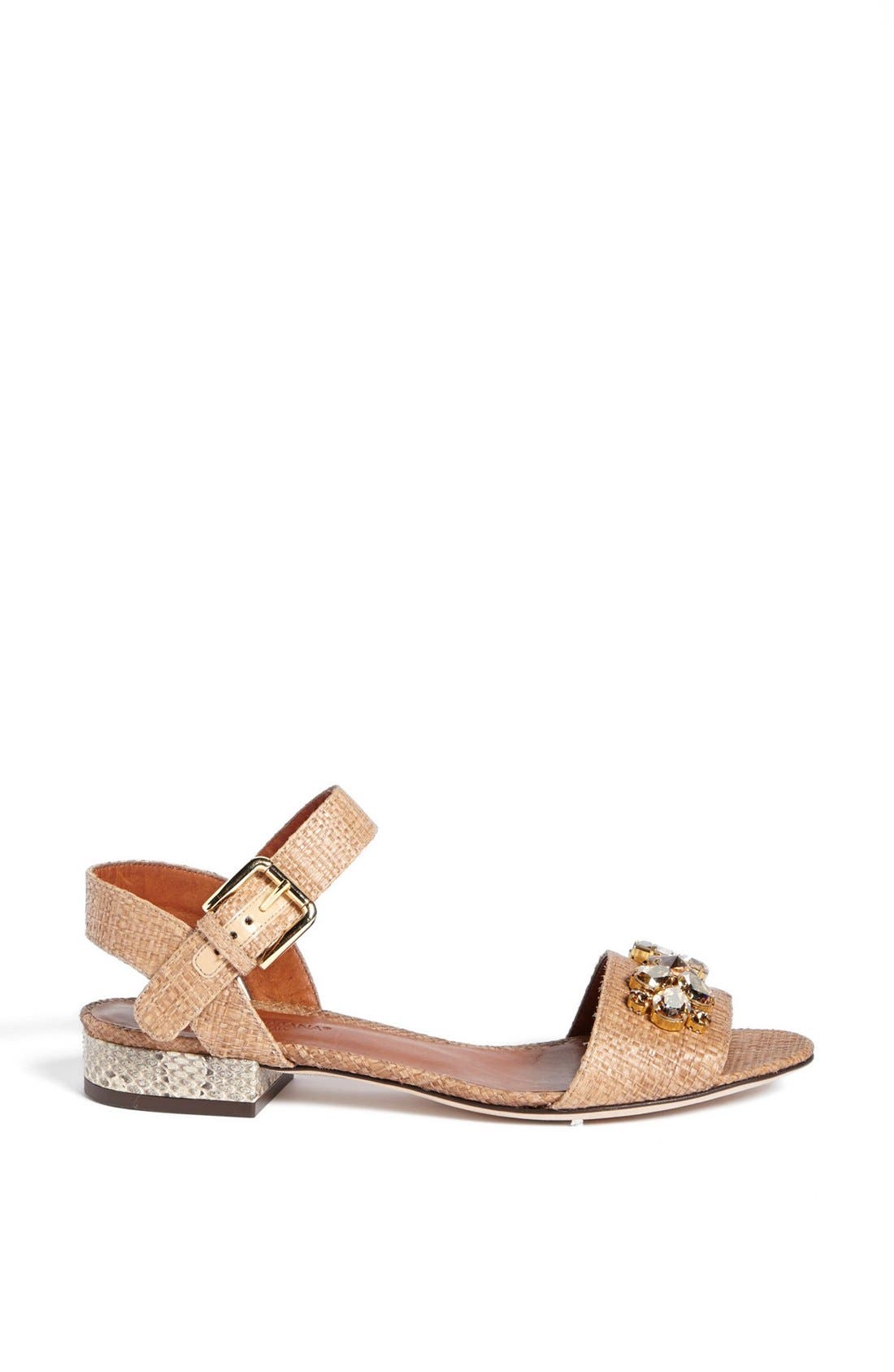 Jeweled Raffia Sandal, Alternate, color, NATURAL