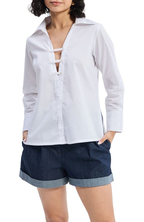 Crisp Details Button-down Shirt in White
