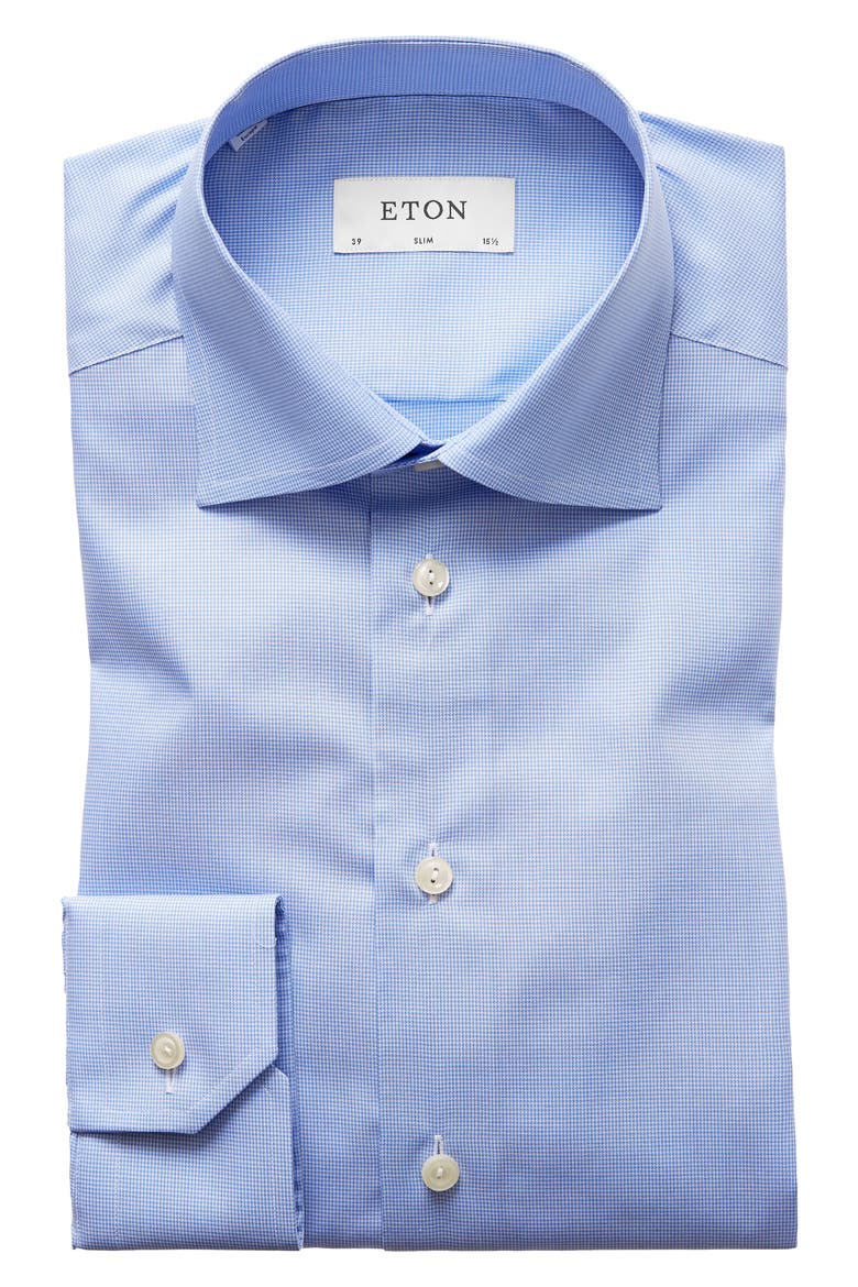 Slim Fit Houndstooth Dress Shirt, Alternate, color, BLUE