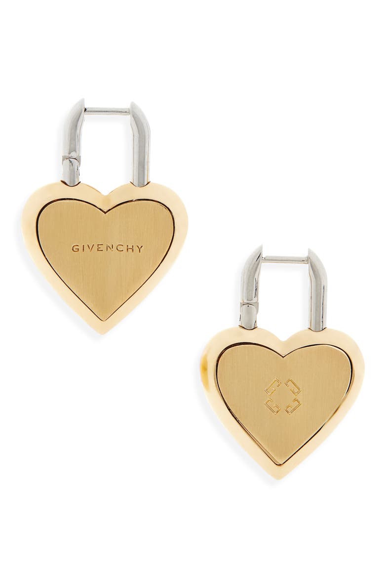 Heart Lock Drop Earrings, Main, color, GOLDEN/ SILVERY