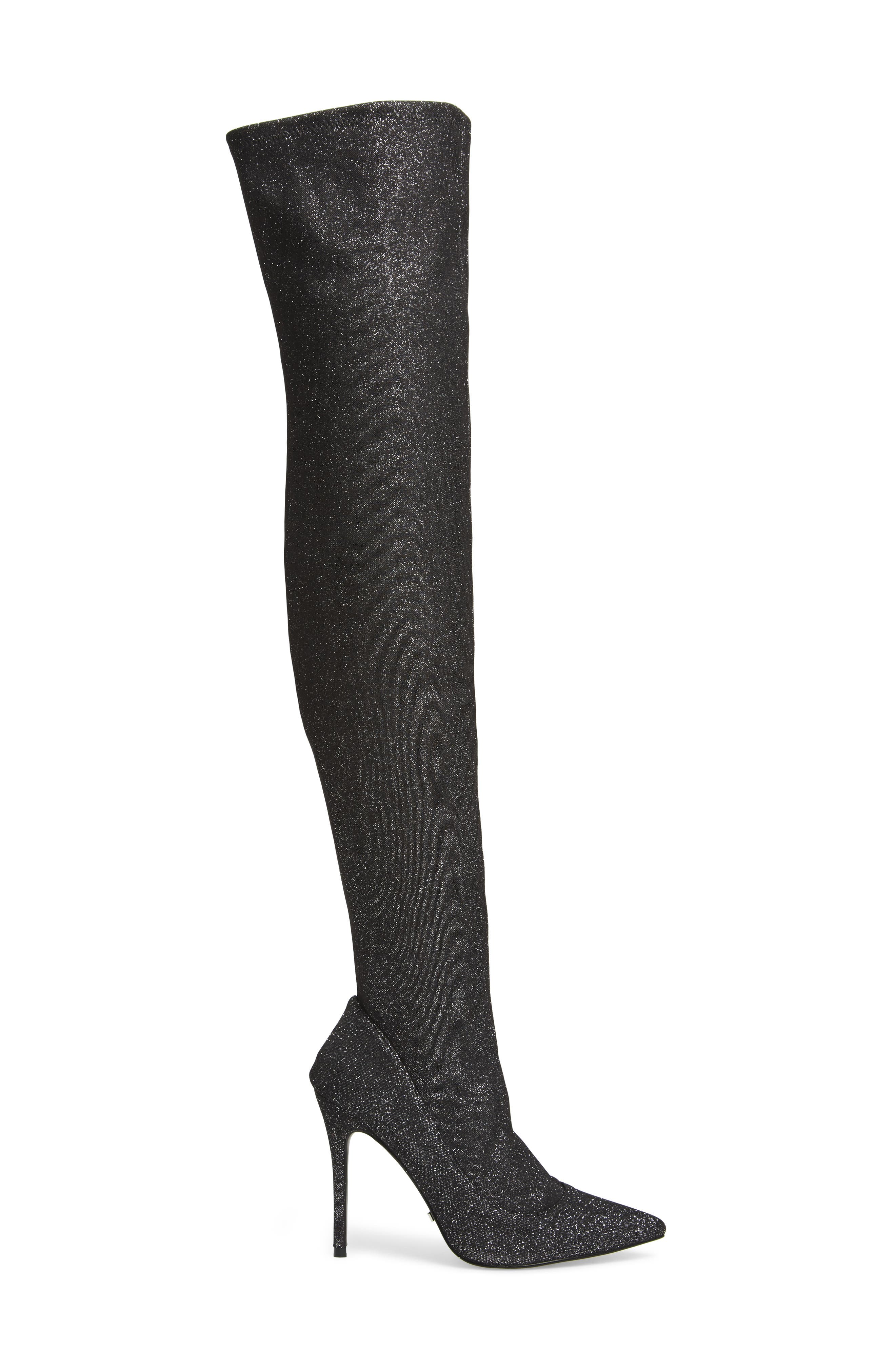 Bellini Stiletto Over the Knee Boot, Alternate, color, SILVER