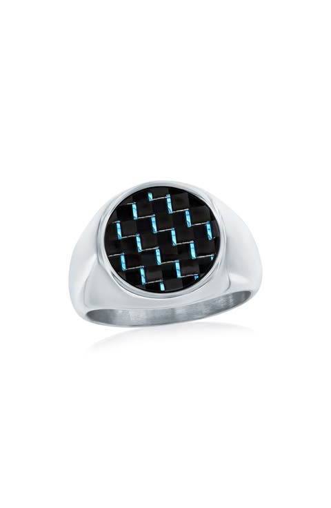 Men's Carbon Fiber Signet Ring