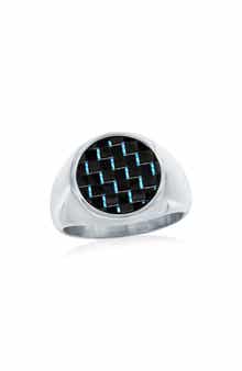 Men's Carbon Fiber Signet Ring