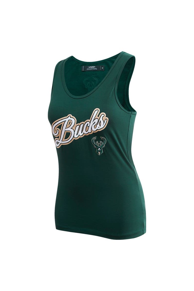 Women's Pro Standard  Hunter Green Milwaukee Bucks Script Tank Top, Alternate, color, Hunter Green