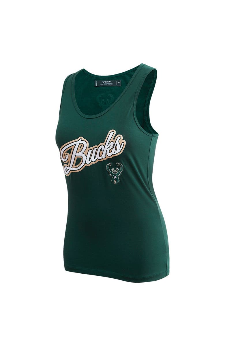 PRO STANDARD Women's Pro Standard  Hunter Green Milwaukee Bucks Script Tank Top, Alternate, color, Hunter Green