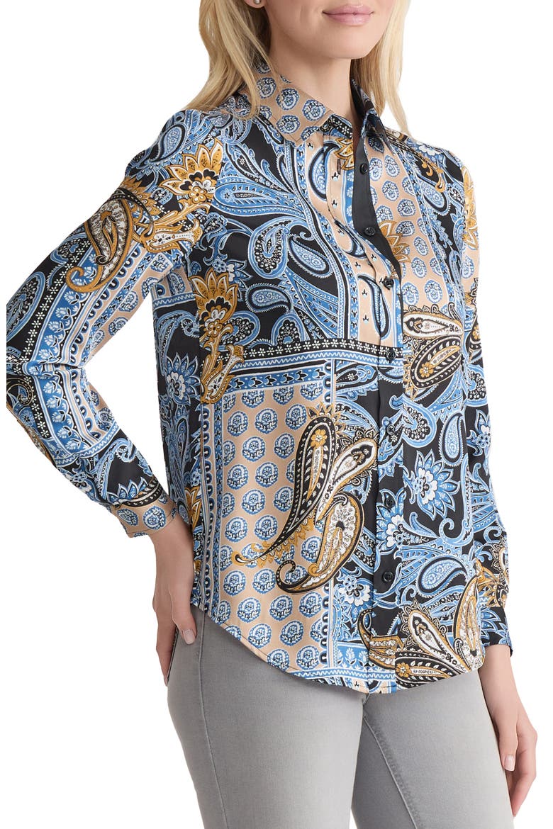 Mixed Paisley Button-Up Shirt, Alternate, color, BLUE LAGOON MULTI