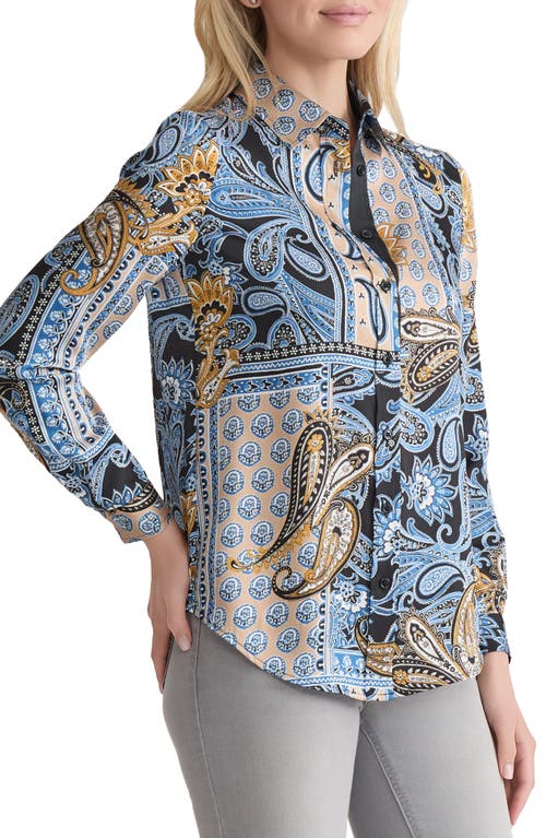 Jones New York Mixed Paisley Button-up Shirt In Blue