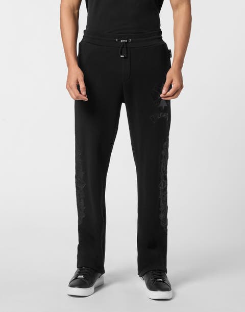 Jogging Pants With Leather Inserts Chrome Crest Men