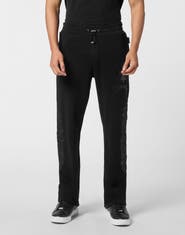 PHILIPP PLEIN Jogging Pants With Leather Inserts Chrome Crest Men
