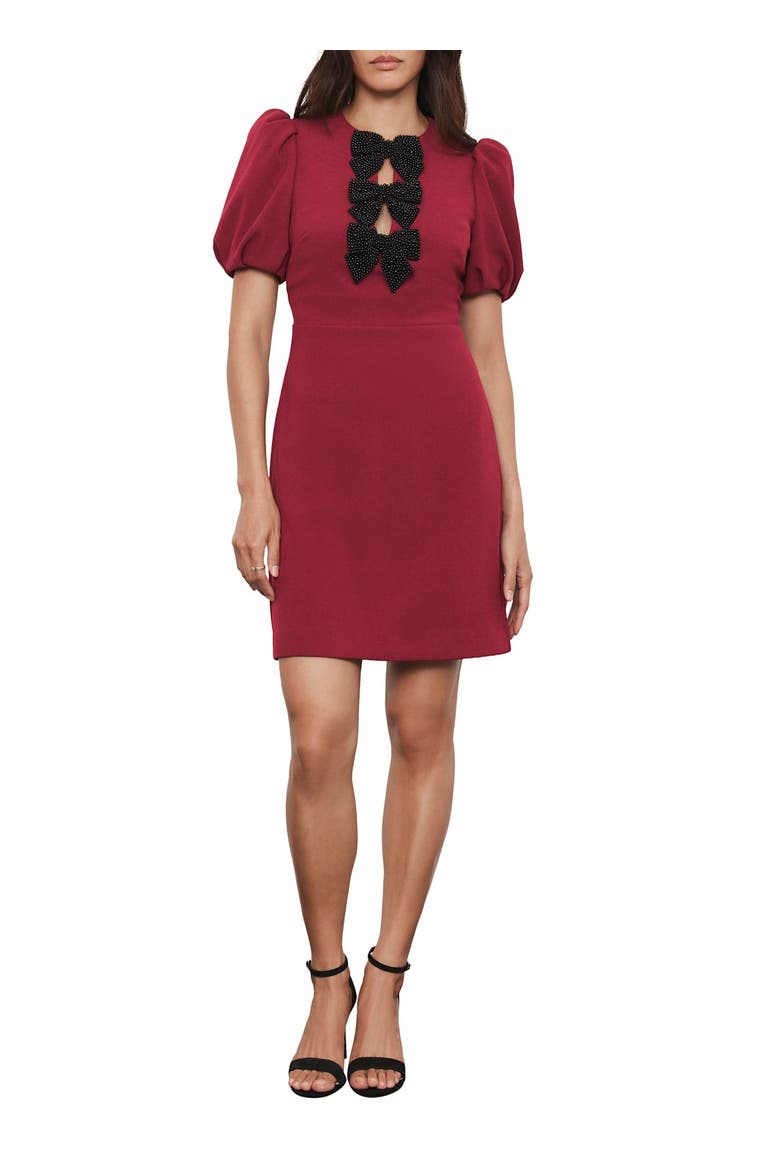 Bow Detail Mini Dress, Alternate, color, Red