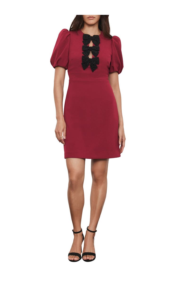 MINT VELVET Bow Detail Mini Dress, Alternate, color, Red