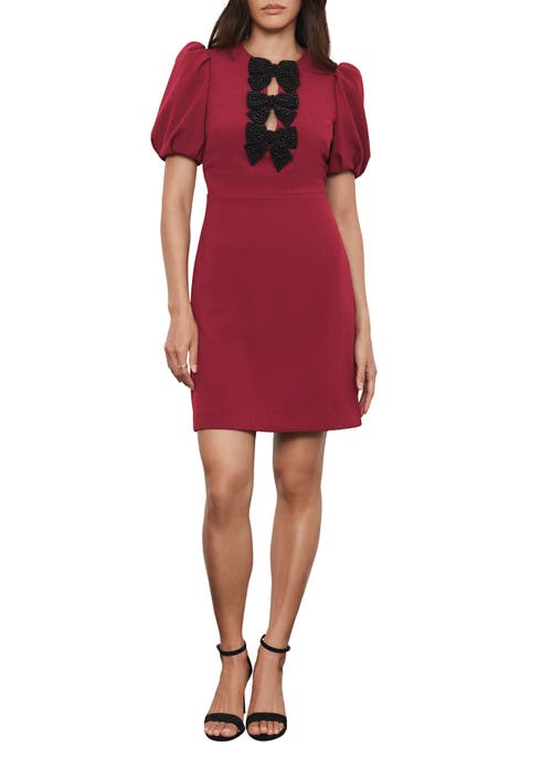 Mint Velvet Bow Detail Mini Dress In Red