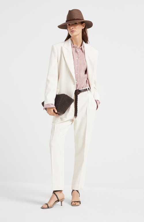 Brunello Cucinelli Women Slouchy Trousers In Viscose And Linen Fluid Twill With Moniline In Ivory