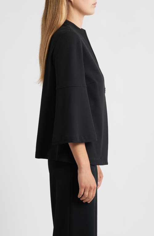 Ming Wang Deco Crepe Flare Sleeve Utility Jacket In Black