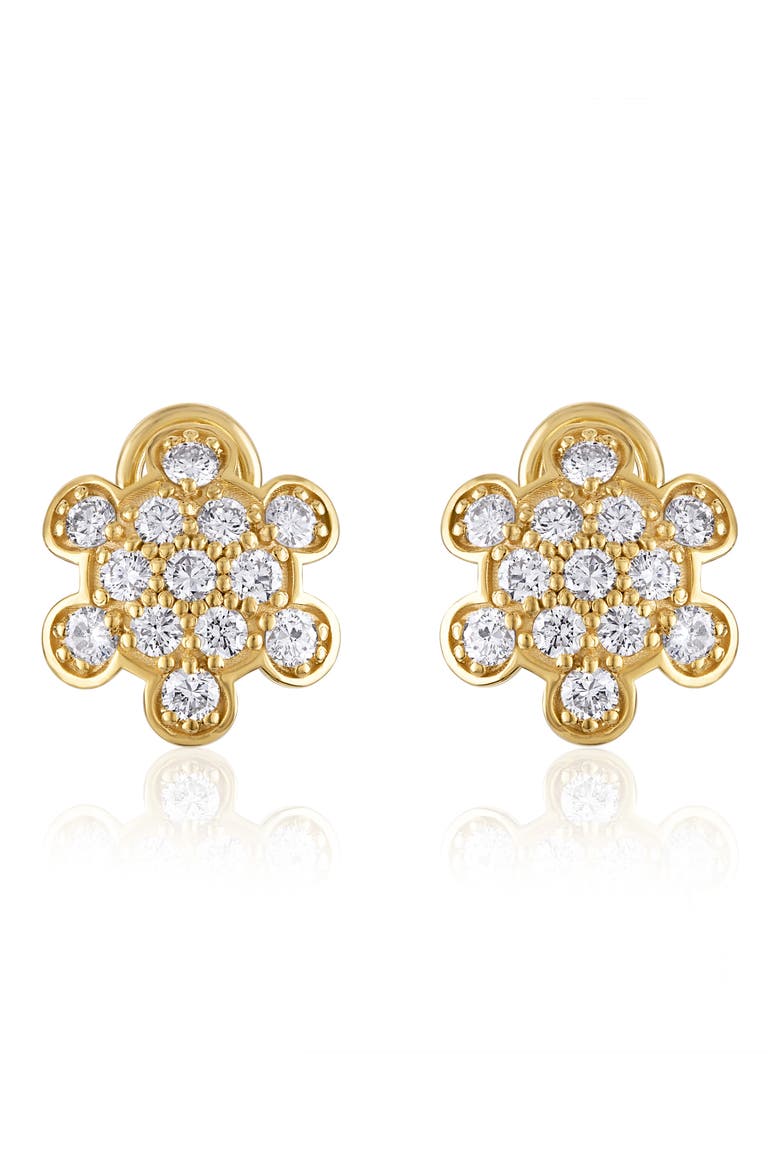 Turtle Back Diamond Pavé Stud Earrings, Main, color, 18K YELLOW GOLD