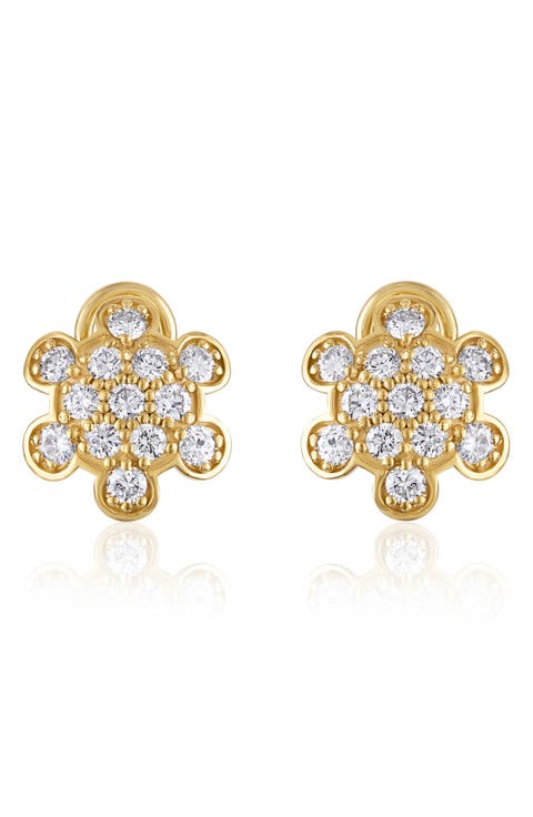 Turtle Back Diamond Pavé Stud Earrings