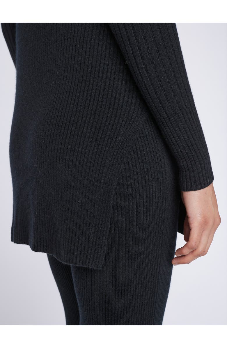 FRAME Rib Cashmere Blend Tunic Sweater, Alternate, color, Noir
