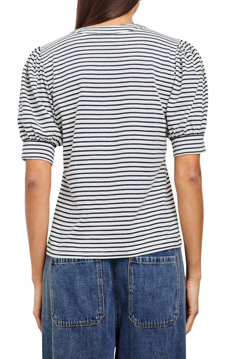 Rails Jewel Puff Sleeve Henley, Alternate, color, Ivory Navy Micro Stripe