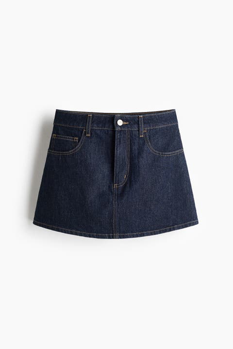 High-waisted Denim Skort