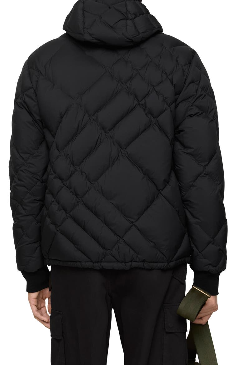 Doversgreen Check Quilted Hooded Down Puffer Jacket, Alternate, color, BLACK