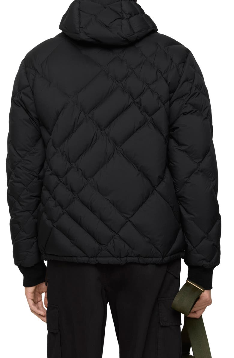Burberry Doversgreen Check Quilted Hooded Down Puffer Jacket, Alternate, color, Black