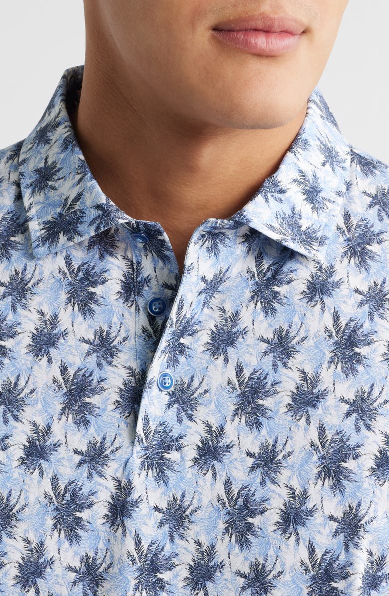 Bugatchi Victor OoohCotton<sup>®</sup> Palm Tree Print Polo, Alternate, color, Classic Blue