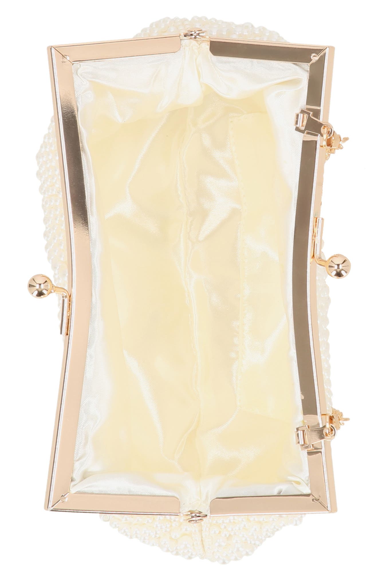 Jessica McClintock Gardenia Faux Pearl Clutch, Alternate, color, Pearl