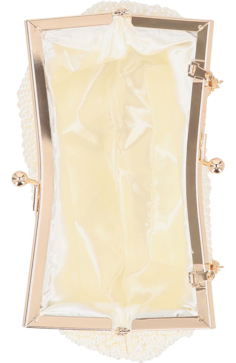 Jessica McClintock Gardenia Faux Pearl Clutch, Alternate, color, Pearl