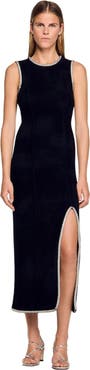 SANDRO Rhinestone slit maxi dress