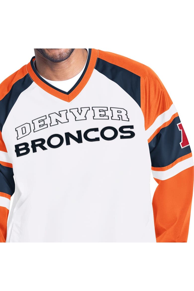 Men's Starter  White Denver Broncos Infield Play Raglan Pullover Jacket, Alternate, color, White