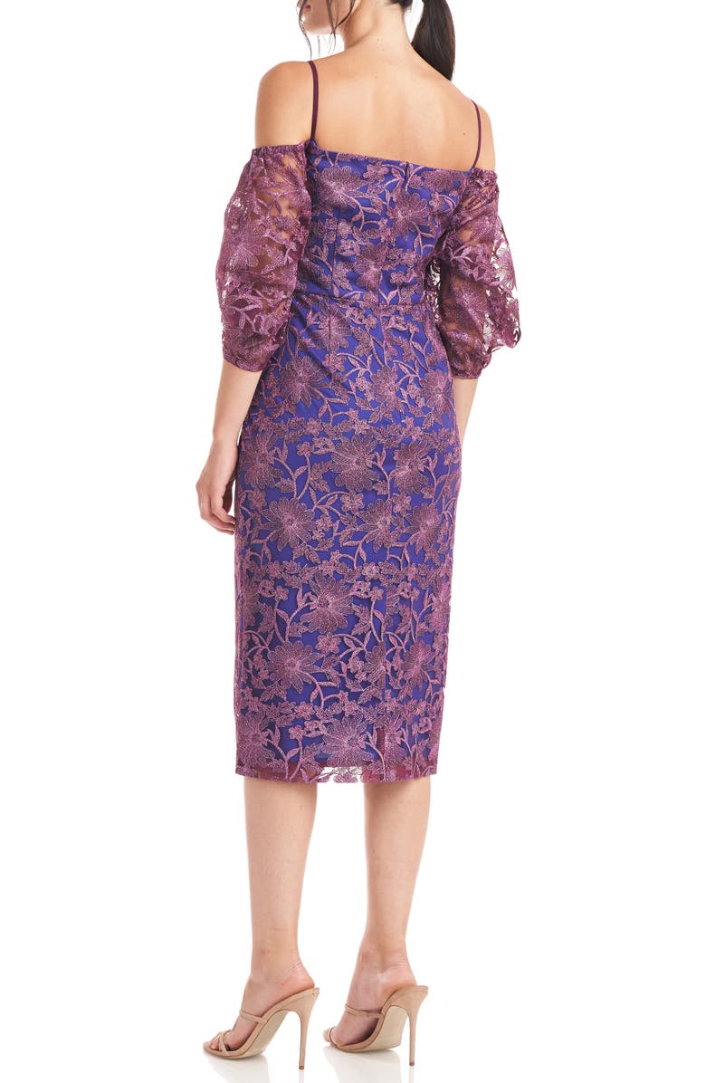 JS Collections Demi Off the Shoulder Midi Dress, Alternate, color, Aubergine