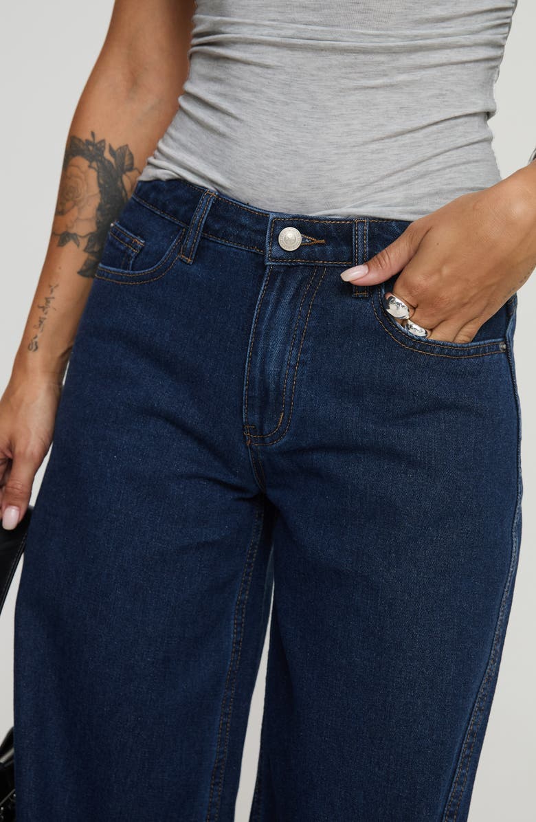 Princess Polly Maryanne Mid Rise Relaxed Fit Jeans, Alternate, color, Dark Wash