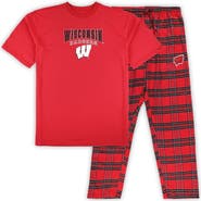 PROFILE Men's Profile Red/Black Wisconsin Badgers Big & Tall 2-Pack T-Shirt & Flannel Pants Set