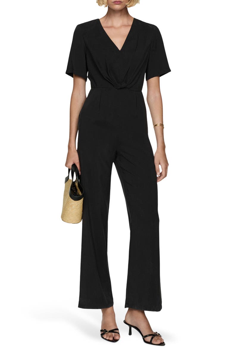 MANGO Knotted Short Sleeve Jumpsuit, Main, color,