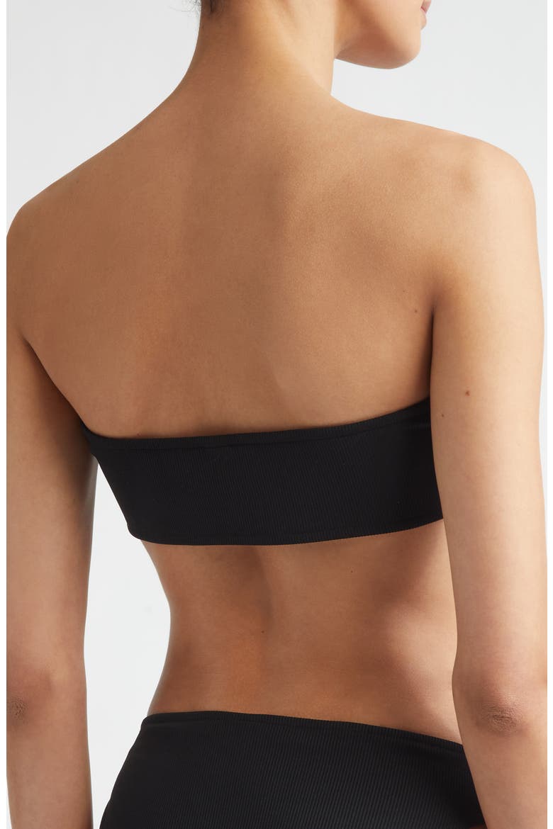 Strapless Rib Bikini Top, Alternate, color, BLACK