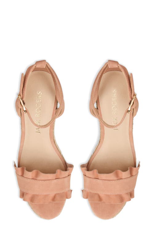 Jack Rogers Rozette Ruffle Espadrille Ankle Strap Platform Wedge Sandal In Toast